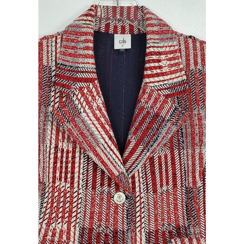 Cabi Medium Blazer Jacket Stretch Patchwork Nauti… - image 4